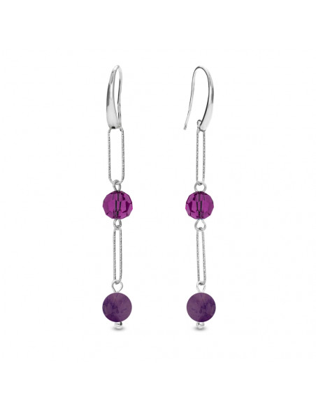 Boucles d'oreilles Trilliant avec des améthystes