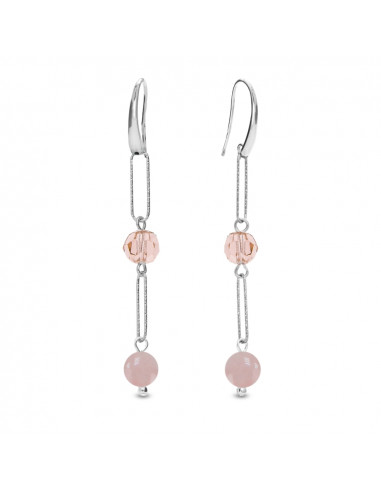 Boucles d'oreilles Trilliant avec quartz rose