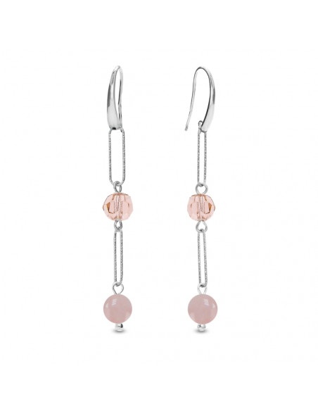 Boucles d'oreilles Trilliant avec quartz rose
