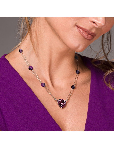 Trilliant Amethyst Necklace on model