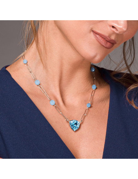 Trilliant Aquamarine Necklace on model