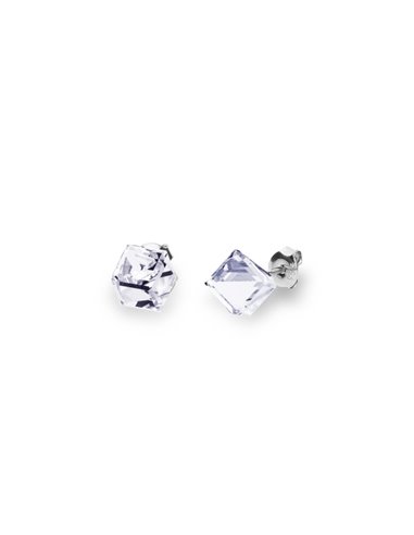 Boucles d'Oreilles Medium Cube Studs Crystal