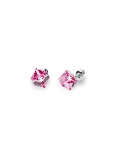 Boucles d'Oreilles Medium Cube Studs Light Rose