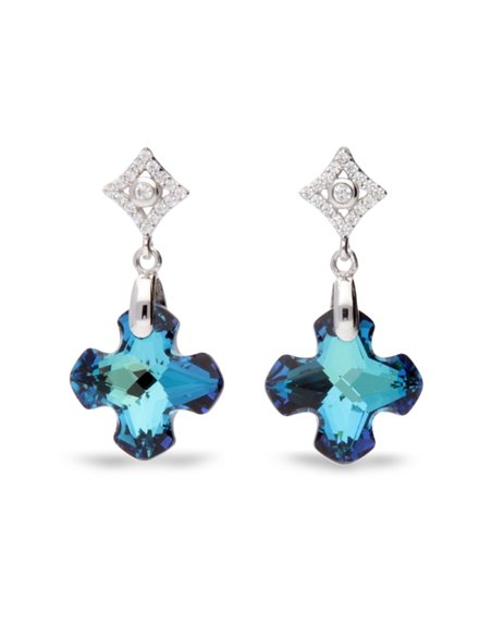 Greek Cross Earrings Bermuda Blue