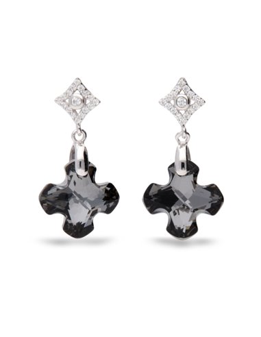 Boucles d'Oreilles Greek Cross Silver Night
