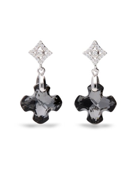 Boucles d'Oreilles Greek Cross Silver Night