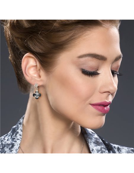 Boucles d'Oreilles Greek Cross Silver Night