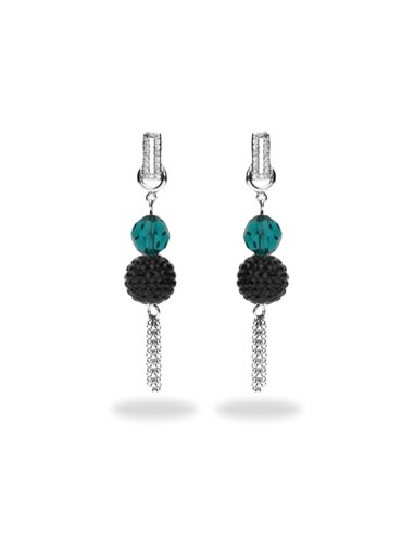 Pave Tassel Earrings Blue Zircon