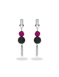 Boucles d'Oreilles Pave Tassel Fuchsia