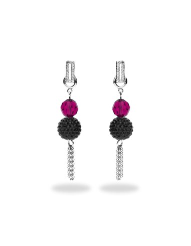 Boucles d'Oreilles Pave Tassel Fuchsia