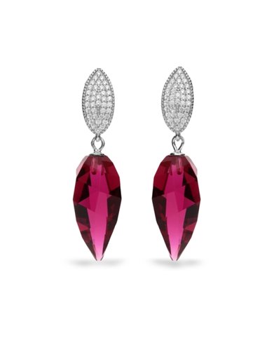 Boucles d'Oreilles Twisted Leaf Ruby
