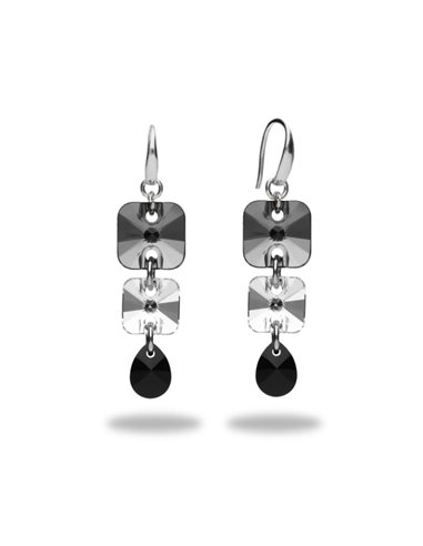 Rivoli Square Earrings Silver Night