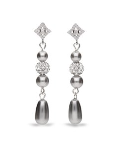 Charm Pearl Earrings Light Grey Pearl
