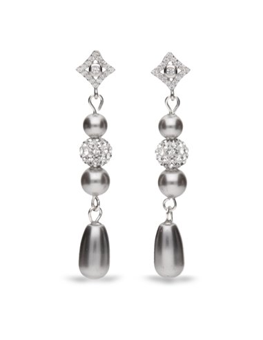 Charm Pearl Earrings Light Grey Pearl