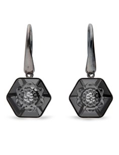 Dark Honeycomb Hook Earrings Silver Night