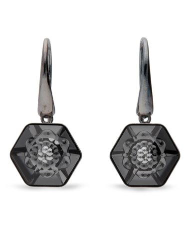Dark Honeycomb Hook Earrings Silver Night