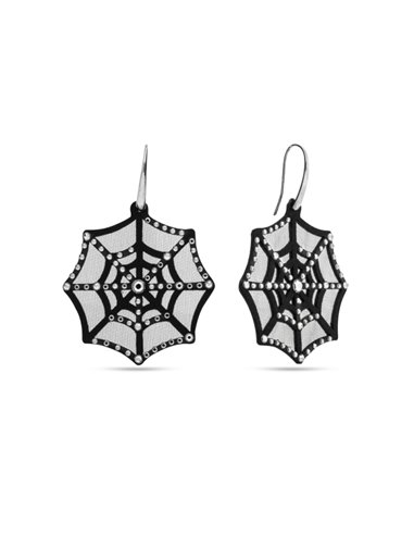 Boucles d'Oreilles Spider’s Web Black Crystal