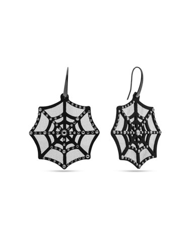 Boucles d'Oreilles Spider’s Web Black Silver Night