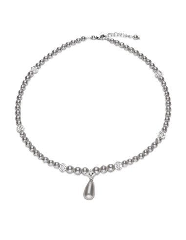 Charm Pearl Necklace Light Grey Pearl