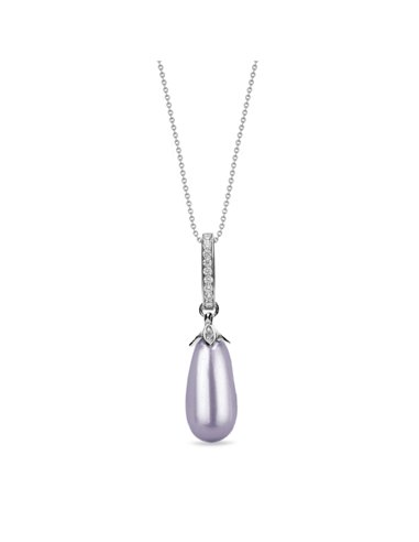 Charm Necklace Lavender Pearl