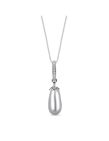 Charm Necklace Light Grey Pearl