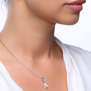 Pear Drop Necklace Comet Argent Light 2