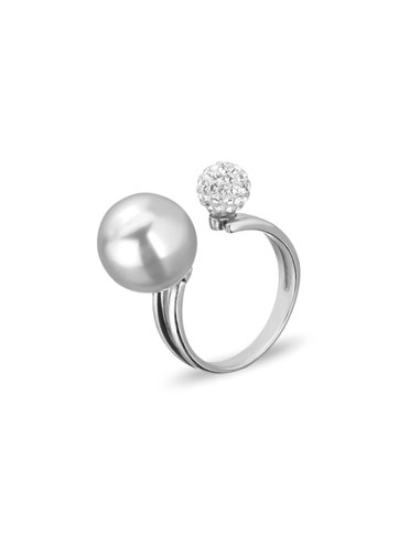 Charm Pearl Ring Light Grey Pearl