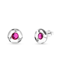 Boucles d'Oreilles Circle Studs Fuchsia