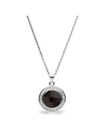 Chessboard Circle Necklace Jet