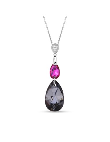 Double Drop Necklace Silver Night