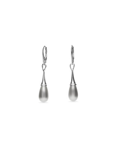 Boucles d'Oreilles Pearl Drop Light Grey