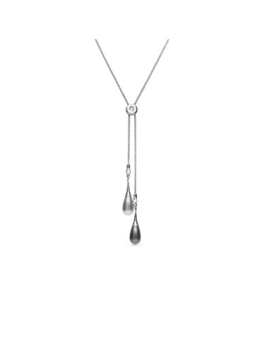 Pearl Drop Grand Necklace Dark Grey