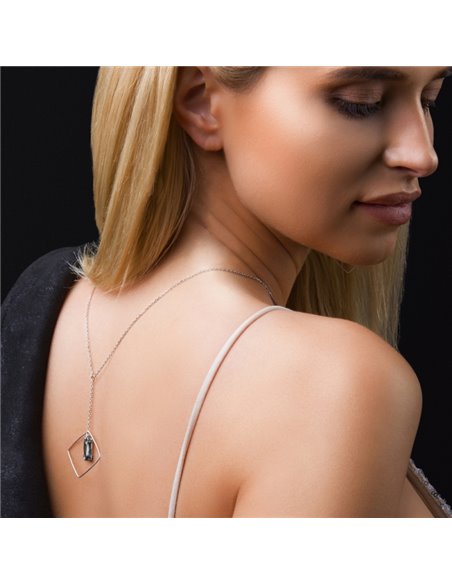 Nixa Square Necklace Silver Night