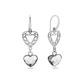 Ajour Heart Earrings Crystal