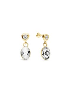Ovalan Gold Earrings Crystal