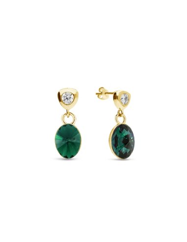 Ovalan Gold Earrings Emerald