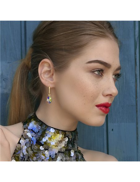 Boucles d'Oreilles Oval Chic Gold Aurora Borealis