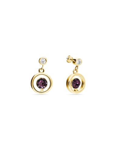 Punct Earrings Gold Amethyst