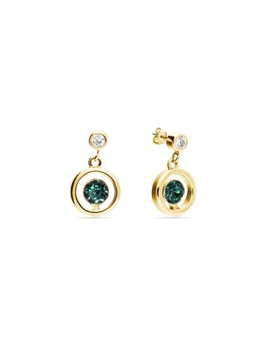 Punct Earrings Gold Emerald