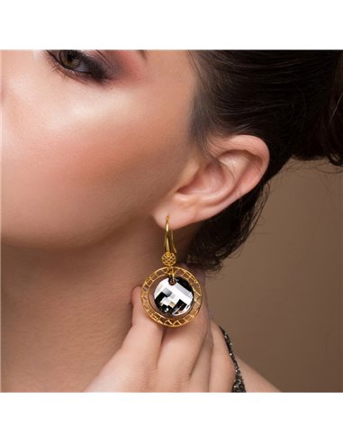 Ajour Earrings Gold Crystal