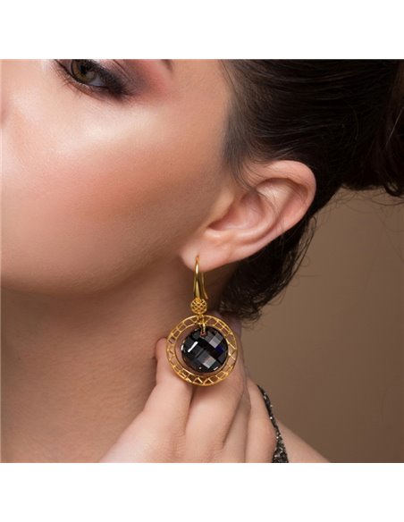 Ajour Earrings Gold Silver Night