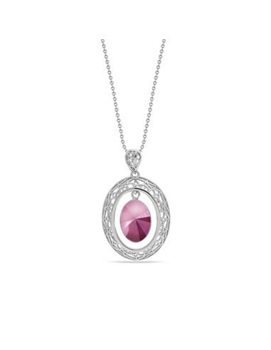 Collier Ajour Oval Peony Pink