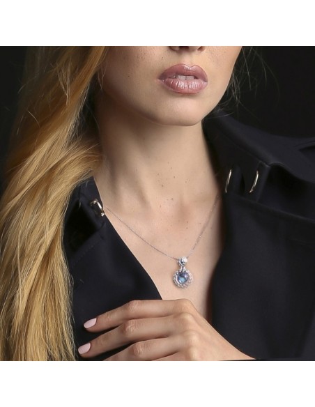 Naszyjnik Ajour Circle Aquamarine