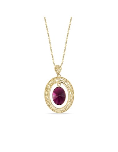 Ajour Oval Necklace Gold Amethyst