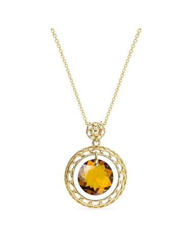 Circle Ajour Grande Necklace Gold Topaz
