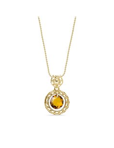 Circle Ajour Necklace Gold Topaz