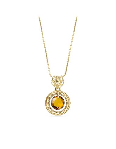 Circle Ajour Necklace Gold Topaz