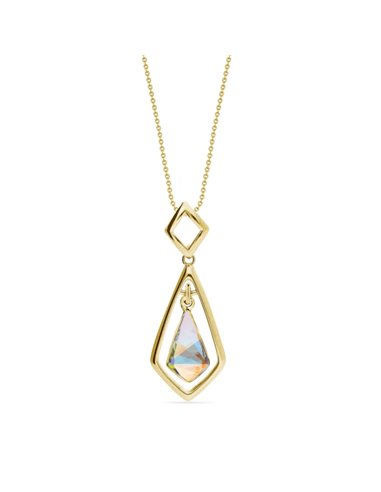 Trapeze Necklace Gold Aurora Borealis