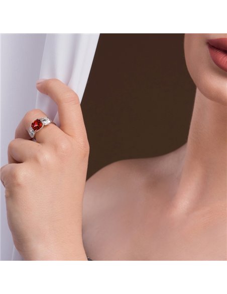 Imperial Trio Ring Crystal Scarlet
