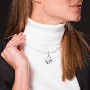 Caresse Necklace Silver with pearls 2